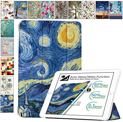 DuraSafe Cases Pour iPad Air 1 2013 9,7 [Air 1ère génération] A1474 A1475 A1476 Support magnétique double angle avec motif nid d'abeille Coque arrière transparente – Nuit étoilée