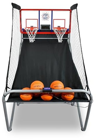 Pop-A-Shot Official Indoor/Outdoor Double Shot Basketball Arcade Game - Weatherproof - 16 Different Games - 6 Audio Options - Near 100% Score Accuracy - Large Board