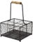 4 Bottle Holder | Milk Crate | Wine Carrier with Wooden Handle | Wire Condiment Caddy | Dining Table Storage Basket | Rustic Home Decor | M&W