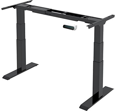SANODESK Premium Line - elektrisch stufenlos höhenverstellbarer Schreibtisch mit Kollisionschutz, Memory-Steuerung und Softstart/Stop Funktion (Schwarz)…