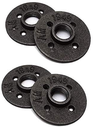 Flangia per Pavimento in ghisa malleabile con Quattro Fori Flange per Tubi industriali in Ferro da 1 Pollice da 4 Pezzi Raccordo Idraulico filettato per Costruire mobili Steampunk Vintage Fai da Te