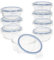 AKTIVE Max Home - Pack 8 Recipientes Herméticos de Vidrio, táper Cristal Apto para Microondas, Envases para Comida con Cierre, 580 mililitros, Tapas transparentes, Contenedor de Alimentos (16535)
