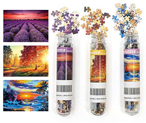 LUUFAN 3 Pack Mini -Puzzles für Erwachsene 150 Stücke, die EIN kleines Puzzle -Puzzle 6 x 4 Zoll Unterhaltungsspielzeug für Wohnkultur herausfordern (Lavendel, Sonnenaufgang, Sonnenuntergang)