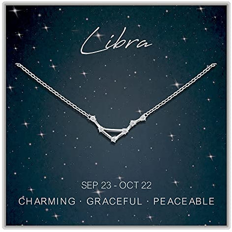 ALoveSoul 925 Sterling Silver Constellation Horoscope Zodiac Libra Necklace, Gift for Women Girls