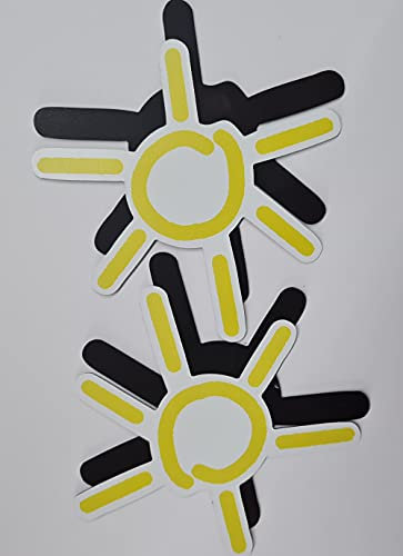 FlyEx Grömitzer Sonne Magnete anstatt Aufkleber Sticker für Fliegengitter Insektenschutz Reparatur-Set Vogelschlag Netze Türen Fenster Schiebetüren Spannrahmen (2X Sonne) 2x Sonne 2x Sonne 2x Sonne