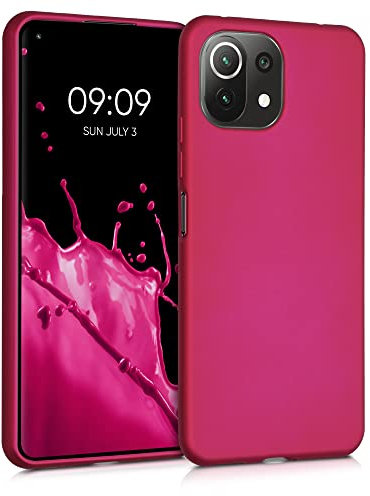 kwmobile Case kompatibel mit Xiaomi 11 Lite (5G) NE/Mi 11 Lite (5G) Hülle - Schutzhülle aus Silikon metallisch schimmernd - Handyhülle Metallic Pink