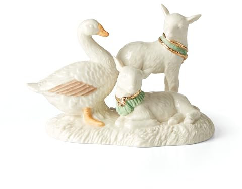 Lenox First Blessing Lambs & Gans Figur, Porzellan, Mehrfarbig, 0.57