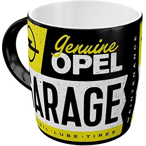 Nostalgic-Art Retro Kaffeebecher, 330 ml, Opel – Garage – Geschenk-Idee für Opel-Zubehör Fans, Original Lizenzprodukt (OLP), Keramik-Tasse für Kaffee, Vintage Design