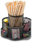 360° Drehbar Schreibtisch Organizer, Drehbar Stifteköcher, Kreativ Stifthalter, Hohe Kapazität, mit 7 Fächer und Rutschfester Gummi Matte, für Büroaufbewahrung, Schminktisch (Schwarz)