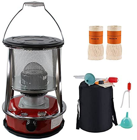 Tragbarer Camping Petroleumofen Heizer, Edelstahl 6L Petroleumofen Heizer, Mobile Effizienter Petroliumheizer Heizung innen, Für Zeltheizung Kochen Brenndauer Tank Bis Zu 24 bis 30 Stunden (4.6L Rot)