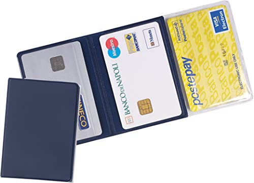 Porta Carte Di Credito E Tessere Magnetiche 3 Tasche 2 Pezzi In Pvc Blu