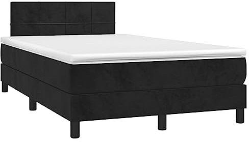 vidaXL Boxspringbett mit Matratze LED Doppelbett Polsterbett Bett Bettrahmen Lattenrost Bettgestell Hotelbett Schlafzimmerbett Schwarz 120x200cm Samt