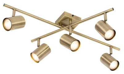QAZQA - Moderne Deckenleuchte I Deckenlampe I Lampe I Leuchte Bronze 5-flammig verstellbar rechteckig - Jeana I Wohnzimmer I Schlafzimmer - Stahl Quadratisch - LED geeignet GU10