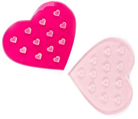 2PCS Heart-Shaped Eyelash Glue Stone 12 Holes Eyelash Glue Pallet Glass Stone Hand Printing Eyelash Slower Drying Eyelash Extension Makeup Beauty Tool Accessories(Pink,Rose red)