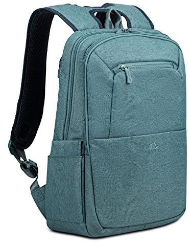 Rivacase 7760 Laptop-Rucksack 15,6 Zoll, Aquamarin | Laptop-Rucksack für Notebook und Tablet, wasserfest, mit Trolley-Gurt, ideal für Reisen