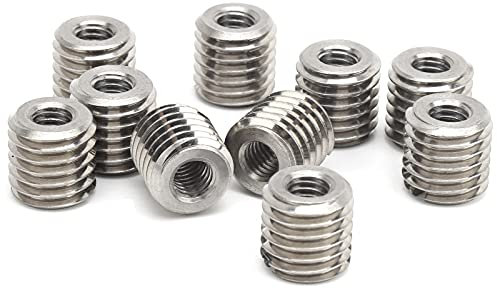 10 Stück Gewindeeinsätze, Edelstahl-Gewindeadapter, Hülsen-Reduziermutter, Innengewinde, Umrüstmutter Für M6-Innengewinde auf M12-Außengewinde