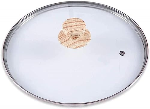 BAZAC Couvercle de casserole de rechange en verre transparent avec poignée en bois pour wok 24 cm