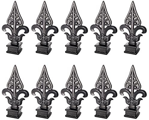 EKSED 10 Stück Zaun-Dreizack-Endstücke, 25 x 25 mm, Aluminium, schwarz, viereckig, ausgestellt, für Eisen-Lattenzaun, Hof, Garten, Rasen, Dekoration