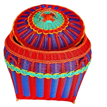 Straw Wicker Plant Basket - Hand Woven Belly Basket with Handles, Extra Large Storage Laundry, Picnic, Plant Pot, Home Decor and Woven Straw Beach Bag