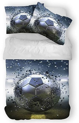Zomer Bettwäsche 155 x 220 cm Fußball Fragmente Motiv Bettbezug Set 3teilig Weich Mikrofaser Bettwäsche Deckenbezug - 1 Flauschige Bettbezug und 2 Kissenbezug 80x80cm