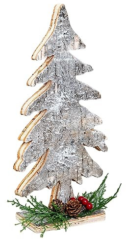 SHATCHI Árbol de Navidad de Madera de Corteza de Abedul de 30 cm con Forma de árbol de Navidad para mesas, repisas o alféizares, decoración navideña del hogar, Madera