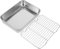BESTonZON Bread Set Grill pan with Grid Griddle pan Cookie pan Baking pan with Rack Baking Tray with Rack Broiler pan for Oven Tray with lid Oil draining Plate Biscuit Bread Stainless Pan