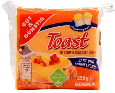 Gut & Günstig Schmelzkäsescheiben Toast, 16er Pack (16 x 250g)