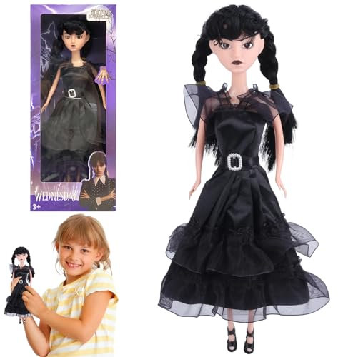 Barbie,Bambola Mercoledì Barbie Vestito Nero e Tacchi Alti, La Famiglia Gotiche Bambola Action Figure, Regali Giocattolo per i Fan, Bambole per Bambini Piccoli