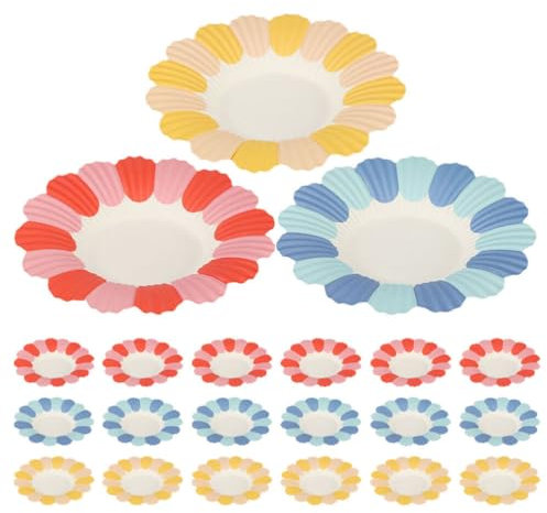 HOLIDYOYO 150pièces Assiette Papier Réutilisable Forme De Fleur Décorations De Fête Assiettes De Service Pour Repas Idéales Pour Anniversaires Événements Festifs