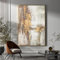 BIEMBI Großes abstraktes Ölgemälde in Beige-Gold-Grau für Wohnzimmer, große Gemälde mit Goldrahmen, fertig zum Aufhängen, skandinavische Wandkunst, 70 x 100 cm, Rahmen