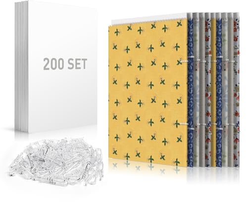 Comics und Magazine - 200 Stück à 19,1 x 26,7 cm, verdickte Stoff-Organizer-Tafeln für Bücher, Comic-Büchertafeln und Zeitschriften, mit U-förmigen Krokodilklemmen aus Kunststoff (400 Stück)
