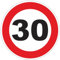 Autocollant Sticker Limitation de Vitesse Autocars Cercle Rouge - Tracteur Poids Lourds Disque limitation Vitesse Camion 30 KM/H adhésif - 20 cm Diamètre