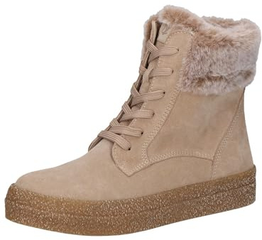 CAPRICE Damen Sneaker hoch mit Fütterung mit Schnürsenkeln Bequem, Beige (Sand Suede), 42 EU