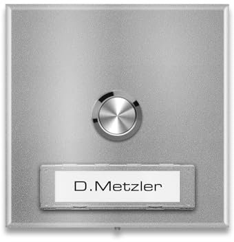 Aufputz-Klingel quadratisch in RAL 9007 Graualuminium mit austauschbarem Namensschild Größe: 10 x 10 cm