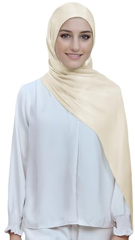 Lina & Lily Damen Hijab Kopftuch Schal mit Glanz-Schimmer Für Muslimische Frauen (Beige)