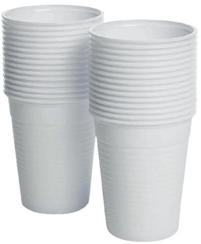 KAV Vasos desechables de plástico blanco – Vasos de plástico de 7 onzas para viajes, fiesta de boda, picnic, vino, jugo, postre, bebidas frías, agua potable, enfriadores, venta (180 ml) (paquete de