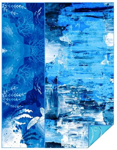 Ruiuzioong 2 Stück Strandtuch Mikrofaser Beach Towel Schnell Trocknendes, Leichtes, Sandfreies Handtuch Strandtücher Sommer Strand Geschenke für Erwachsener (2 Pack Blue Tie Dye, 160x80 cm)