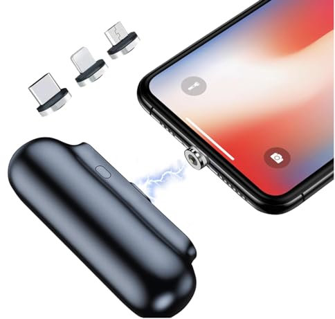 Premium Universal Magnet 3-in-1 Mini Power Bank, 3000mAh, Portable Fast Charging, LED Indicator (Black)