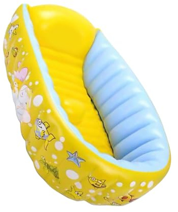 RORPOIR Baignoire Gonflable pour Bébé Motifs Dessin Animé, Portable en Pvc Jaune, pour Bain Intérieur et Extérieur, Pratique et Sécurisée