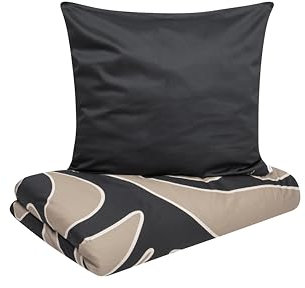 s.Oliver Bettwäsche 140 x 200 cm - 100% Baumwolle, Reißverschluss, anschmiegsam, weich & waschbar, Mako Satinbettwäsche dunkelgrau beige Tropfenmuster Österreich Größe