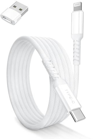 BASESAILOR USB C to Lightning Charger Cable 3M with USB A Adapter,USB Type C Fast Charging Cord Lead for Apple iPhone 14 13 12 11 Mini Pro Max Plus,XS XR X 8 7 6 Plus 5 SE,iPad 8 9 8th 9th Generation