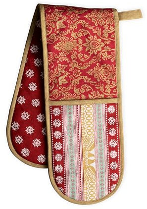 Maison d' Hermine Double Oven Mitts 100% Cotton 18 cm x 89 cm Double Oven Mitt Heat Resistant BBQ Cooking Gloves with Loop, Baking, Grilling, Home, Kitchen, Handling Hot Pans Spring Summer (Sofia)