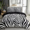 Quixora Bettwäsche 135 x 200 cm Wende Bettbezug Set 3 Teilig, Schwarz, Muster Schwarz-weiß gestreiftes Tierfell Zebra, Weiche Microfaser Bettbezug mit Reißverschluss und 80x80cm Kissenbezug