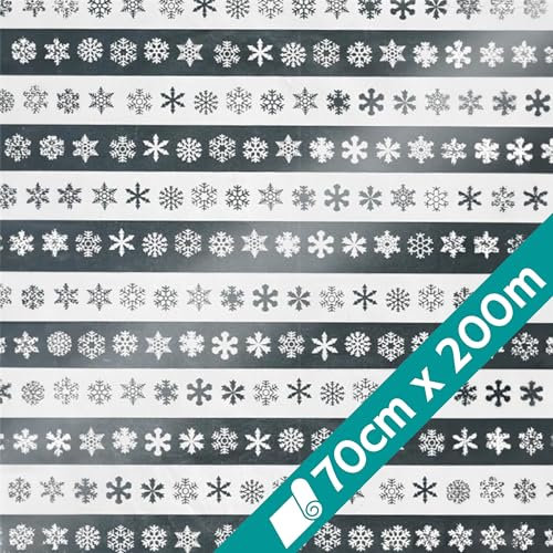 1 Rolle Weihnachts-Geschenkpapier Yuletide Stripes Silber Weiß 70cmx200m | Geschenkpapier für Weihnachten
