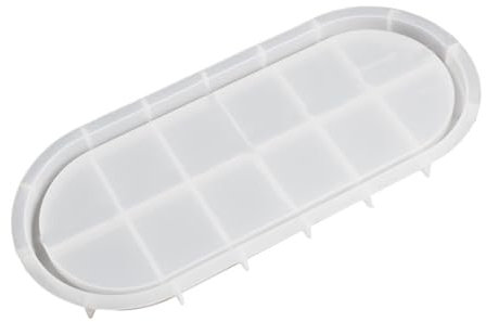 Leliafleury Oval Tray Resin Mold Silicone Coaster Mold White Coaster Mould for DIY Crafts Cups Mats Tray, 32.7cm x 14.4cm