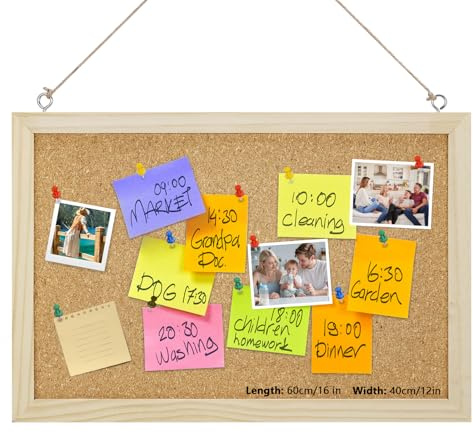 JIANTA Cork Board 30 x 40 cm, Wooden Frame Pin Board | Bulletin Notice Board with Push Pins for Office, School, Home Memo Display and Wall Organisation