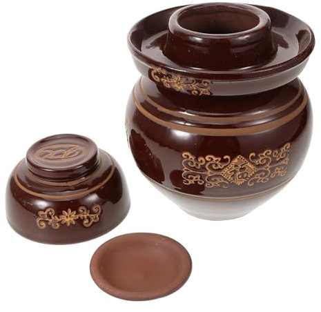 MOTHNUR Pot De Fermentation Chinois Traditionnel Céramique Épaisse Avec Joint Étanchéité Bocal à Cornichons Hermétique Et Polyvalent Pour Kimchi Choucroute Marinades Et Conservation Des