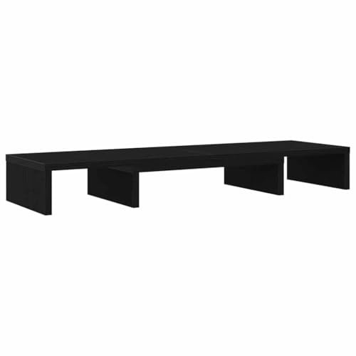 vidaXL Supporto per Monitor Regolabile Rovere Nero 80x24x10,5 cm, Rialzo per Monitor, Supporto per Monitor per scrivania, Rialzo per Supporto per Monitor