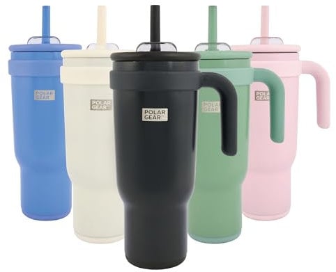 Polar Gear Stainless Steel Water Bottle with Straw - 1.1L Double Wall Insulated Tumbler with Straw and Lid - BPA- Free Leakproof Water Flask - Drinks Bottle Keeps Drinks Hot or Cold for Hours