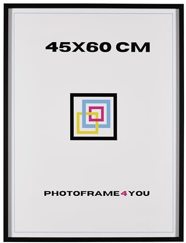 Photoframe4you - Bilderrahmen 45x60 cm - Schwarz - MDF rahmen mit Acrylglas 60x45 cm - Arco